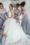 A-Line Off Shoulder Long Satin Bridesmaid Dresses Online, Simple Bridesmaid Dresses UQ2364
