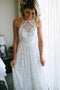 Simple A Line Sleeveless Lace Beach Wedding Dress Backless Bridal Gown UQW0079