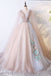 Ball Gown V Neck Tulle Prom Dress with Appliques, Unique Floor Length Quinceanera Dresses N2392