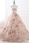 Puffy Sleeveless Floral Long Prom Dress, New Style Tulle Quinceanera Dresses UQP0218