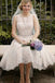 A Line Sleeveless Knee Length Lace Wedding Dress with Beading Waist N2078