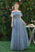 A Line Off the Shoulder Tulle Long Prom Dress, Bridesmaid Dresses UQ2320