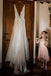 See Through Deep V Neck Thigh Split Beach Wedding Dresses Vintage Bridal Dress UQ2068