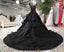 Gorgeous Black Ball Gown Wedding Dress with Cap Sleeves, Long Bridal Dress with Beads UQ1891