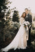 Long Sleeve Rustic Weding Dresses Lace Appliqued Ivory Chiffon Beach Wedding Dress UQ2013