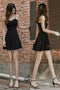 Spaghetti Strap Black Mini Homecoming Dress, Simple Little Graduation Dresses UQ1965
