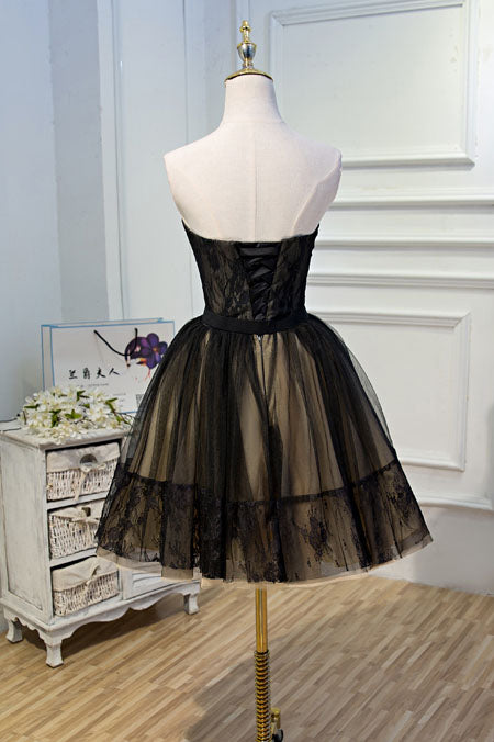 Black Sweetheart Sleeveless Short Homecoming Dress with Belt, Prom Dress Short UQH0086