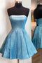New Style Sparkly Homecoming Dresses, Shiny Strapless Short Prom Dresses UQH0075