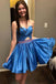 A Line Sweetheart Satin Homecoming Dress, Cute Short Prom Gown with Beading UQH0093