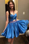 A Line Sweetheart Satin Homecoming Dress, Cute Short Prom Gown with Beading UQH0093