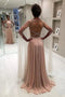 Unique A Line Backless Long Prom Dresses with Pearls, Gorgeous Long Evening Dress UQ2039