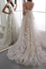 Spaghetti Straps V Neck Lace Applique Boho Wedding Dress, Beach Wedding Gown UQW0047