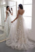 Spaghetti Straps V Neck Lace Applique Boho Wedding Dress, Beach Wedding Gown UQW0047