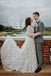 A Line Long Sleeves Lace Wedding Dress, V Neck Boho Wedding Dress UQW0065
