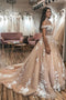 Gorgeous Off the Shoulder Tulle Lace Appliques Wedding Dress, Puffy Bridal Dresses UQ2399