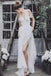 Off the Shoulder Chiffon Beach Wedding Dress, Simple Long Bridal Dresses UQ2427