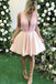 Cute Deep V Neck Sleeveless Above Knee Homecoming Dresses, Short Prom Dress UQ1917