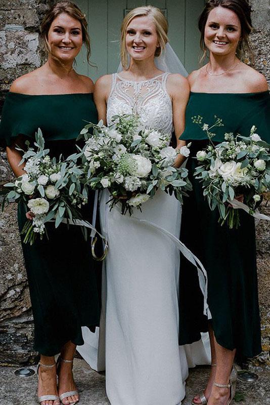 Dark Blue Long Chiffon Bridesmaid Dress with Sequin, Bridesmaid Dresses UQ2461