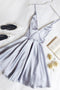 Simple Lavender Short Homecoming Dresses, V Neck Ruched Graduation Dress UQ1839