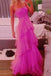 Hot Pink New Style Spaghetti Straps Floor Length Prom Dress with Ruffles UQP0089