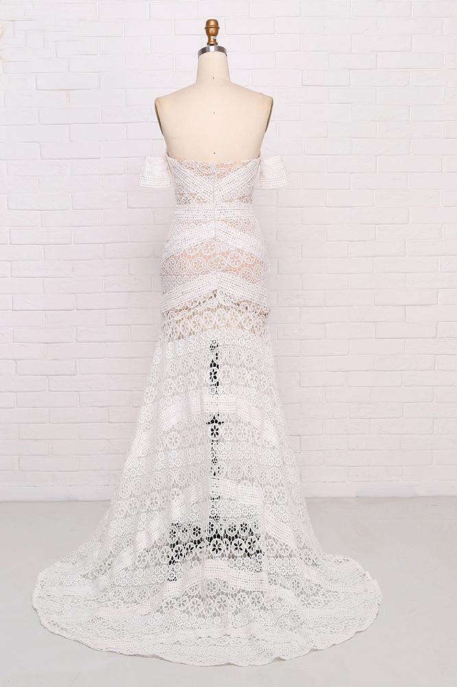 Sweetheart Neck Lace Bridal Dress Beach Wedding Dresses, Boho Bridal Dress UQ2267
