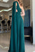 Emerald Green One Shoulder Chiffon Prom Dress, Floor Length Evening Gown UQP0092