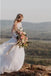 Romantic Two Piece Long Sleeves Wedding Dress with Lace, A Line Ivory Chiffon Bridal Dress UQ2398