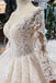 Princess Long Sleeves Sheer Neck Ball Gown Lace Wedding Dresses, Long Bridal Dress UQ1931