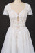 Puffy Short Sleeves Tulle Bridal Dress with Lace Appliques, Long Train Wedding Dress UQ2294