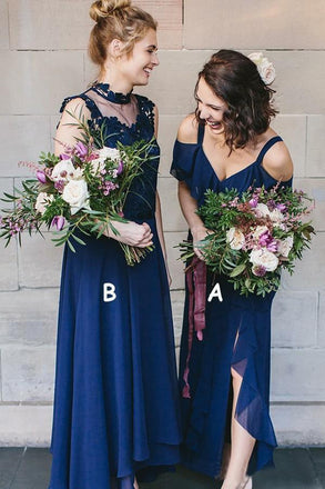 Unique Sleeveless Chiffon Bridesmaid Dress with Ruffles, A Line Long Bridesmaid Dresses N2511