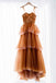 Off the Shoulder Tulle Tiered Long Prom Dress,  A Line Evening Gown UQP0205