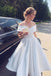 Ivory Off the Shoulder Ankle Length Satin Prom Dress, A Line Homecoming Dress UQH0052