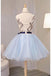 Vintage Light Blue Flower Short Princess Homecoming Dress Party Dresses, Mini Dress UQ2178