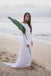 Ivory Long Sleeve Rustic Bridal Dresses Backless Sheath Beach Wedding Dress UQ2261