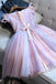 A Line Off the Shoulder Tulle Homecoming Dress with Beads, Short Hoco Dress with Flowers UQH0130