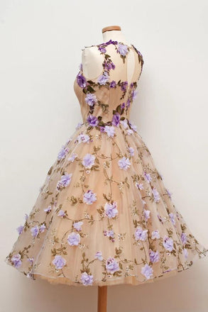 Charming Handmade Flowers Pretty Teenagers Short Homecoming Dresses UQ2150