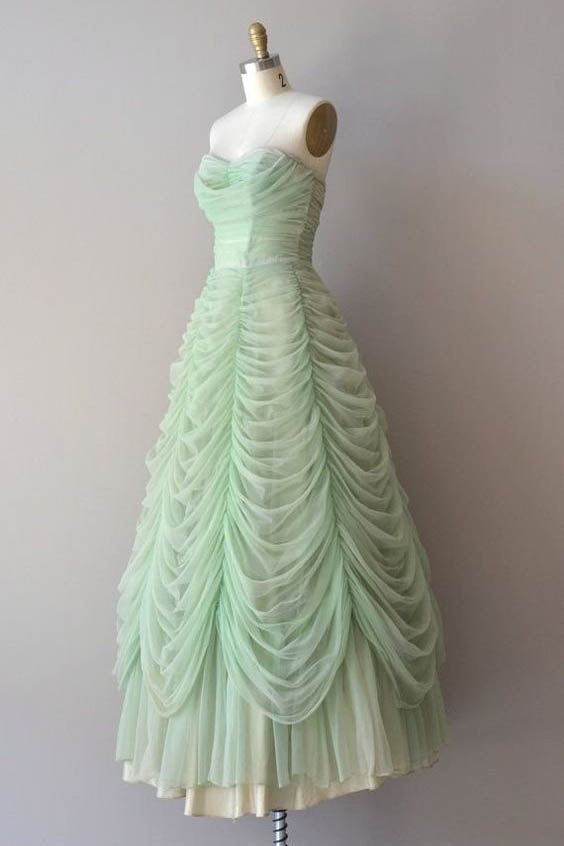 Mint Green Sweetheart Floor Length Long Prom Dress, Ruched Party Gown UQP0081