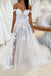 A Line Off the Shoulder Lace Tulle Long Wedding Gown Bridal Dress Beach Wedding UQW0038