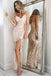 Spaghetti Straps Side Slit Long Prom Dresses, Sheath Split Formal Dresses UQ2614