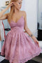 Spaghetti Strap Short Homecoming Dresses with Lace Appliqes, Cute Graduation Dress UQ1756