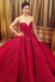 Ball Gown Red Sweetheart Tulle Prom Dresses with Appliques, Puffy Quinceanera Dress N2079