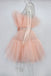 Strapless Tulle Short Homecoming Dress With Sash, Short Prom Gown UQH0128