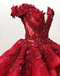 Ball Gown Off the Shoulder Prom Dress with Beading, Puffy Long Quinceanera Dress UQP0004