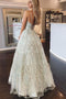 Floor Length Spaghetti Straps Backless Beach Wedding Dress With Appliques UQ2416