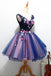 Cute V Neck Unique Flowers Homecoming Dresses with Beading, Sweet 16 Dress UQ2156