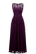 Purple Sleeveless Lace Bridesmaid Dresses, Floor Length Lace Prom Dresses N1856