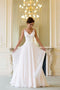 Floor Length V Neck Sleeveless Chiffon Beach Wedding Dress with Flowers UQ2533