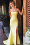 Daffodil Strapless Split Long Party Dress, Simple Mermaid Prom Gown UQ2544
