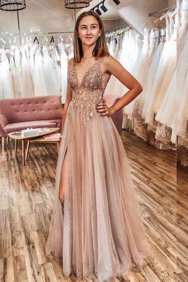 Spaghetti Straps Floor Length Beading Prom Dress with Rhinestone, Floor Length Evening Dress UQ2590