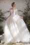 Romantic 3/4 Sleeves Illusion Neckline Lace Appliqued Wedding Dresses UQ2555